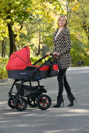 Krausman Kinderwagen 3 in 1 Clasic Red Kombikinderwagen Babyschale Babywanne Sportwagen Design Made In Germany – Bild 8