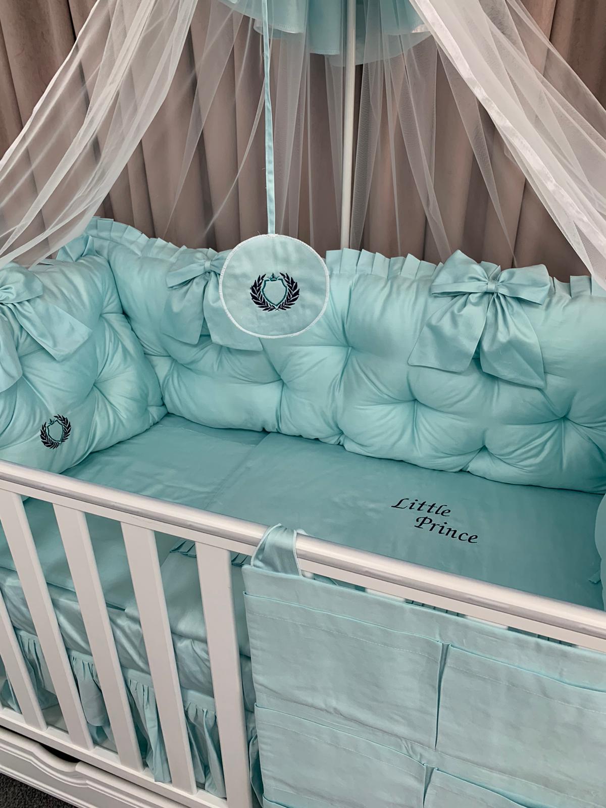 PEPPIbambini ROYAL Mint Little Prince ropa de cama para bebé, 11 ropa de cama, algodón con bordado + mosquitera - KRAUSMAN - Original de Alemania Cochecitos Cochecitos combinados Sistemas